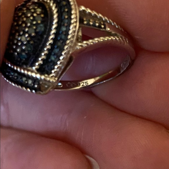 Blue diamond heart sterling ring - Picture 5 of 5